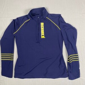 ProEdge Michigan Wolverines Womens Quarter Zip Pullover Navy Blue Large 12/14